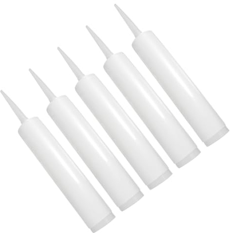 HONITANO Tubes Rechargeables De Mastic En Plastique, 5 Unités Blanches Embout Ajustable, Pour Calfeutrage De Fissures, Joints De Carrelage Et Création De Couleurs Personnalisées