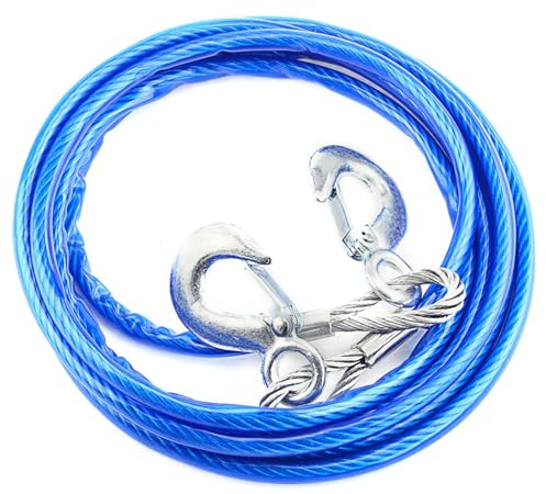 CiCixixi Corde de Remorquage de 10 mm x 5m pour Remorquage de Véhicule avec Crochet, Sangle de Treuil Robuste pour Remorquage de Voiture