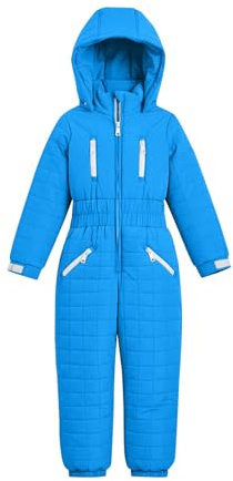 jieGorge Tuta da neve per bambini, in cotone, calda, per ragazzi e ragazze, impermeabile, con cuciture nastrate, fodera in pile con cappuccio, tuta da neve per pioggia, sci, inverno, 5-16 anni, Blu, 7