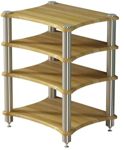 4 Tier HIFI Audio Rack For Amplifier Receiver Turntable, Heavy Duty Speaker Equipment Stand With Spikes, AV Component Storage Cabinet, Media Console For Home Theater(Wood)