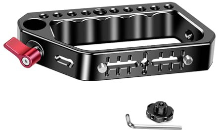Cage compacte en aluminium pour appareil photo reflex numérique avec deux supports de griffe - Poignée ergonomique - Rails de 15 mm - Anneaux de serrage - Cage de poignée