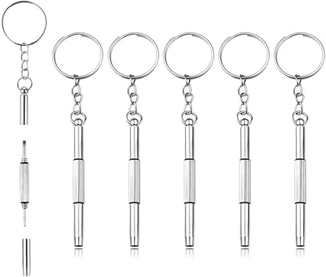 Horktrust Set di 5 cacciaviti per occhiali, mini bicchieri, 3 in 1, in acciaio inox 3 in 1, per la riparazione di occhiali, orologi, fotocamere e gioielli