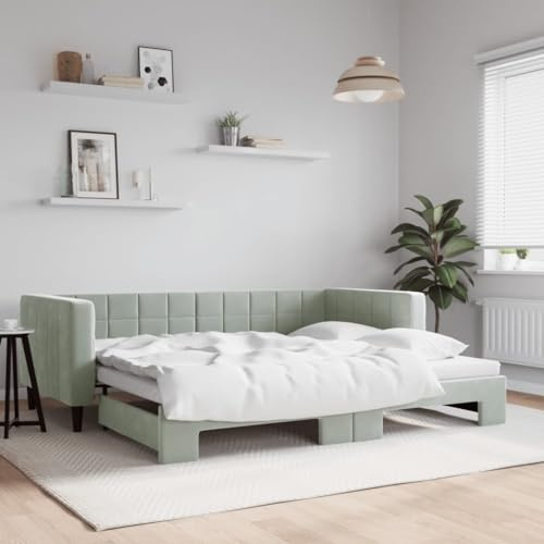 QZZCED 2-in-1-Schlafsofa mit Ausziehbett, Doppel-Sofa, modernes minimalistisches Design für Wohnzimmer, solide Struktur aus Holz und Metall