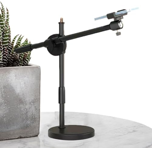 Overhead Phone Mount - Adjustable Desktop Stand, Articulating Arm Support | Selfie Ring Light With Led Fill Lighting For Teaching, Live Streaming, Still Life Food Photography, Beauty