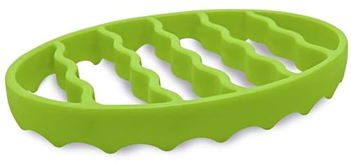 Rejilla para asar, silicona 7x8x1 ovalada resistente al calor, apta para lavavajillas y microondas para horno de olla a presión de cocción lenta, verde
