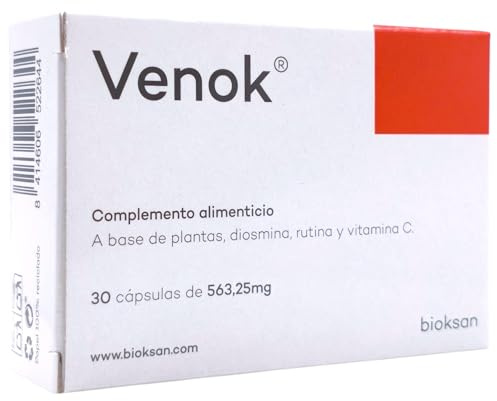 Bioksan Venok 30 Cápsulas - Suplemento para Piernas Cansadas y Circulación - Con Castaño de Indias, Rusco, Vid Roja y Vitamina C - Alivia Pesadez, Hinchazón y Varices - Natural