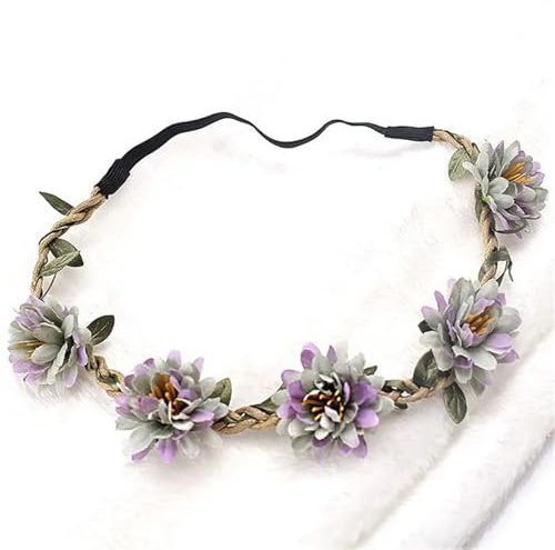 Hårband med konstgjord blomsterkrans Artificiell blommig krona Flerfärgat hårtillbehör(Color14)