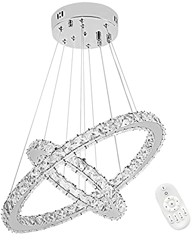 NAIZY Lámpara Colgante LED de 48W en Diseño Creativo con Dos Anillos (Φ: 30cm+50cm) y Regulable para Salón, Pasillo y Dormitorio