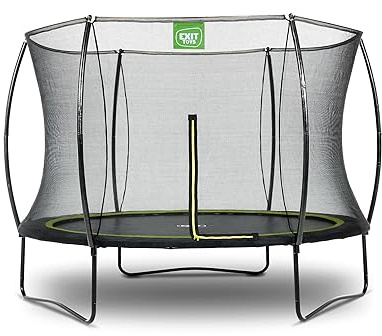 EXIT Toys Silhouette Trampolin - ø244cm - Kompaktes Rundes Gartentrampolin Outdoor für Kinder - Mit Sicherheitsnetz und Fußschutzsystem - Preisgünstig - Sicherer Einstieg - Gute Sprungkraft - Schwarz