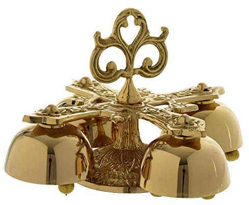 Holyart Campanello liturgico Quattro Suoni Ottone Dorato