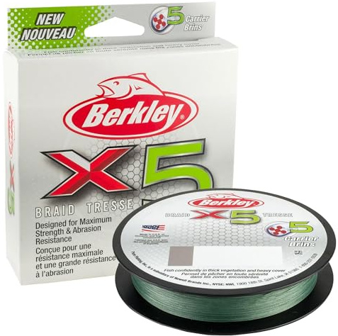 Berkley X5 Braided Fishing Line - Strong 5 Strand Braid Line for Saltwater and Freshwater Fishing, Low Viz Green, 12.1kg| 164yd | 150m