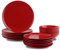 Amazon Basics 18-Piece Stoneware Dinnerware Set - Fire Engine Red, Service for 6