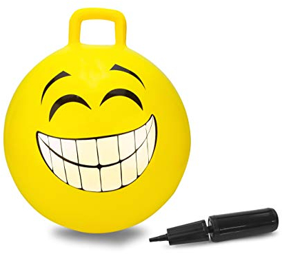 JAMARA 460457 Hüpfball Smile 450mm HoppyDoo - Spielzeug für Kinder, Hüpfspielzeug Baby Indoor/Outdoor, Geschenk für Kids, Gartenspielzeug, Bouncy, Pflegeleicht, BPA frei, mit Pumpe