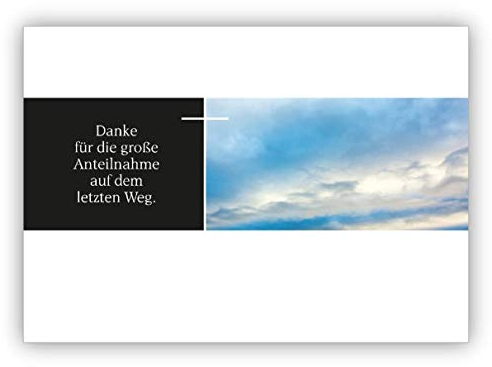 Kartenkaufrausch 16 Modern, grafische Trauer Dankeskarte mit Himmel, Kreuz: Danke für die große Anteilnahme auf dem letzten Weg. • Danksagungskarte Trauerkarte nach Beerdigung, Trauerfeier