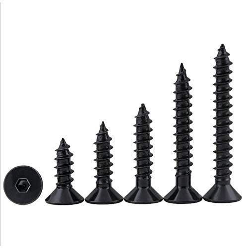 Vite autofilettante a testa piatta nera 8.8 KA Chiodo Esagonale Socket Testa svasata Tappo autofilettante Vite M3M4M5M6 10 pezzi, 25 mm, M5