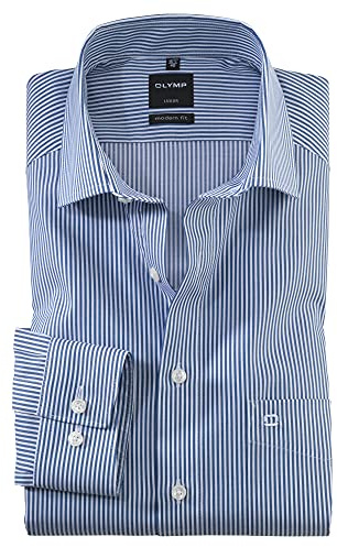 OLYMP Luxor Modern Fit Hemd extra Langer Arm | blau weiß gestreift | Global Kent Gr. 45