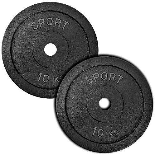 AtHaus® Hantelscheiben 2x 10Kg Set Gusseisen Hantel Gewichte 30/31 mm Ø Guss Scheiben Gusscheiben Hantelscheibe