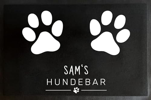 Napfunterlage Hund personalisiert mit Name | Hundebar 35 x 50 cm | Hochwertige Filzoberfläche, rutschfeste Gummi-Unterseite, 1,5 mm dünn, strapazierfähig, leicht zu reinigen, mit Hundename