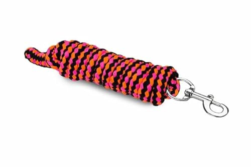 Start Führstrick Pferd 2 m – Stabiler Anbindestrick mit Panikhaken oder Karabiner, weiches Polyestergeflecht, farbig & stylisch (Schwarz/Neonorange/Neonrosa, Karabinerhaken)