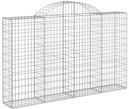 vidaXL Arched Gabion Baskets 20 pcs - Galvanized Iron Stone Cage Retaining Wall for Garden/Patio Barrier, Silver, 200x30x120/140cm