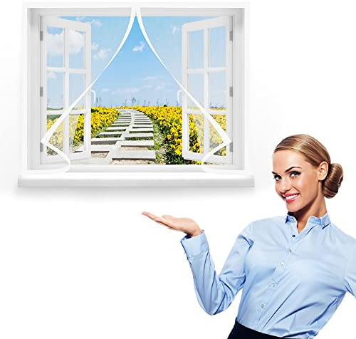 Mosquitera para ventanas magnéticas 200 x 125 cm protección de Insectos Mosca Cortina Protección Contra Mosquitos y Moscas para Ventanas Balcón Patio, Blanco