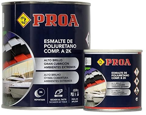 ESMALTE POLIURETANO DOS COMPONENTES SATINADO. Transparente. 750ML+100ML. Excelente adherencia para pintar sobre hierro, azulejo, fibra, cristal.…