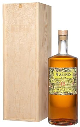 MAUND RUM 12 YEARS“ Ein vielfach ausgezeichneter Blend von 12 Jahre in der Karibik in Bourbonfässern gereiftem Jamaica Rum mit einem „Alpine Finishing“. (3.0 Doppelmagnum in Holzkiste)