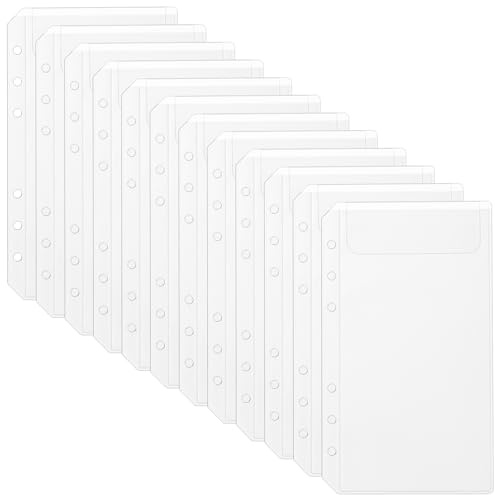Lot de 12 pochettes d’insertion transparentes en PVC A6 – 6 trous, sans fermeture éclair, compatibles avec classeurs A6 à 6 anneaux. Idéal pour l’organisation et la gestion de budget