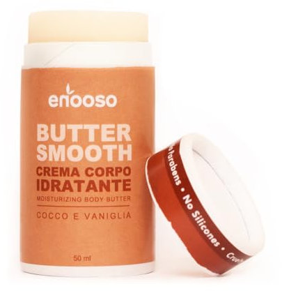 Crema Corpo Profumata e Idratante per pelle secca, COCCO e VANIGLIA - Crema corpo Solida Nutriente con Hemisqualane, Burro di Karitè e Olio Doposole illuminante - Crema corpo stick, 50 ml