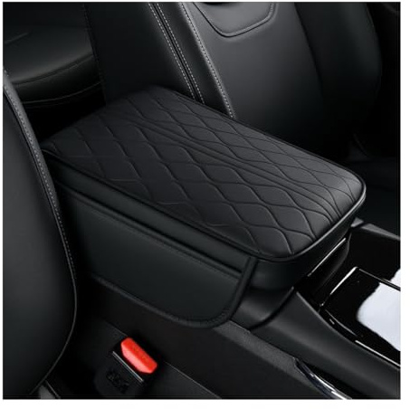 Adunsiaoto Coussin D'accoudoir Voiture En Mousse à Mémoire De Forme, Couverture Console Centrale Voiture Accessoires Automobiles, Boîte Cuir Accoudoir Accessoires Pour Les Véhicules(Noir)