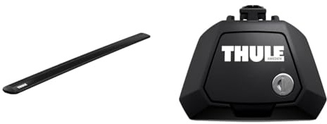 Thule 711520 WingBar Evo 150 Black, Schwarz, Set of 2 150 cm & Raised Rail Evo Fußsatz für Fahrzeuge mit offener Reling, 710410, Black (schwarz), Einheitsgröße