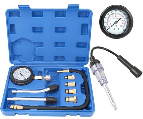 Tester di compressione da 9 pezzi con tester per candele, tester di compressione QUNNIE, test di compressione per motociclette, motocicletta,auto,motore fuoribordo, motosega,motoslitta,motore a gas