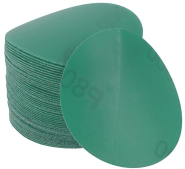 INFINAUTO Sanding Discs, 3inch 800 Grit Automotive Repair Round Hook and Loop Sandpaper Polyester Film Green, 50 Pcs
