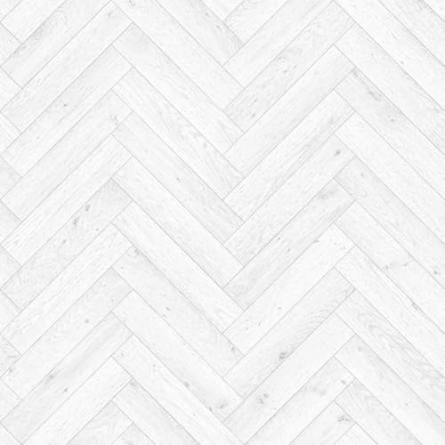 White Wood Effect Vinyl Flooring, slip resistant vinyl roll flooring for kitchen, bathroom, hallway, living space (2m x 3m)