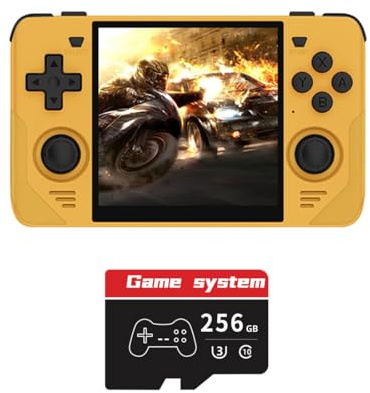 ExploTex Console da gioco portatile da 4 pollici HD, 16 GB con 30000 giochi, Giallo