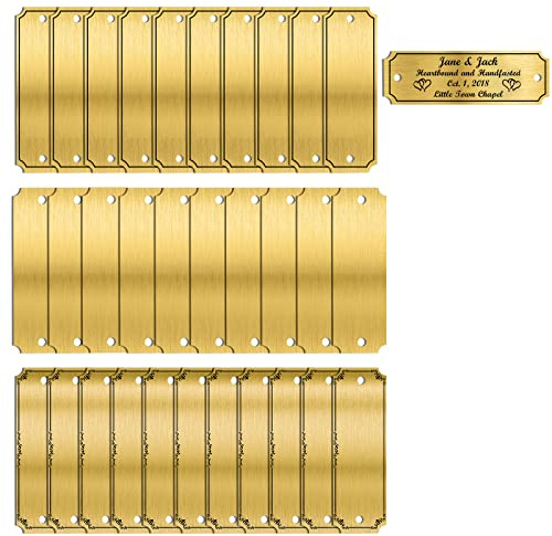 Uadme Lot de 30 plaques nominatives vierges personnalisées en laiton massif avec vis 7,6 x 2,5 cm (l x H)