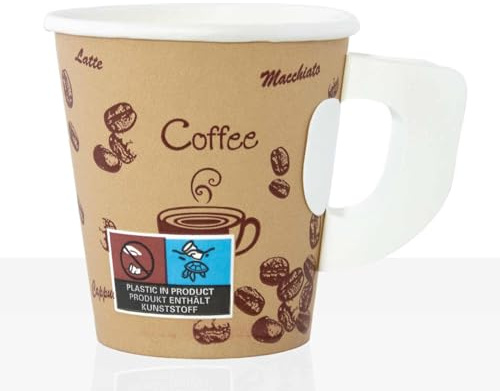Coffee to go Becher mit Henkel aus Hartpapier beschichtet 0,18l (7oz) 2000 Stk