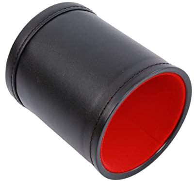 QUMIIRITY Würfelbecher Pu-Leder Mit Filzfutter PVC-würfeln Reduziertes Geräusch Beim Würfeln Für Zuhause Outdoor Camping Erwachsene Liebespaare Schwarz
