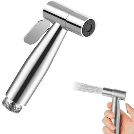Hand Held Bidet Sprayer Head, Stainless Steel Handheld Bidet Sprayer, Water Saving Bidet Sprayer Toilet, Water Saving Handheld Bidets Sprayer, for Toilet Cleaning, Pet Bath (Silver)