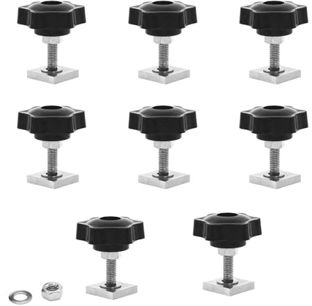 CANGCANG 8 Stück T-Nut Adapter M6x35mm, T-Nut Nutensteine Dachträger,Edelstahl Nutensteine inkl. Sterngriffmuttern M6 & Unterlegscheiben für Dachträger Relingträger Dachbox