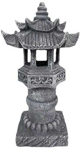 BEAHING Lanterne en Pierre Japonaise, Statues de pagode Japonaise, Lanterne de pagode Solaire étanche, 4, 8x4, 8x12 Pouces Pierre décorative pour Balcon pelouse Jardin, Patio, Statues solaires