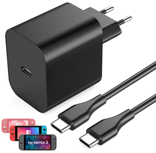 YKEJCLD Chargeur Switch 2/1 – 60W Rapide Chargeur PD 3.0 Compatible avec Les Stations d'accueil TV 4K, Nintendo Switch Batteries, Câble de Charge USB-C de 2 m