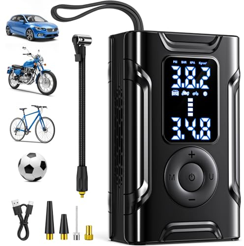 Kabelloser Elektrische Luftpumpe Tragbare Fahrradpumpe - Akku Kompressor Wiederaufladbare Reifenpumpe mit alle ventile Für Auto, Motorrad, Fahrrad