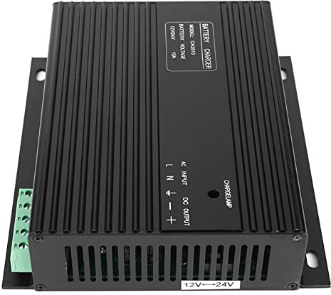 Blaihild Caricabatteria per Generatore 12V 24V Caricabatteria per Gruppo Elettrogeno 10A per Batterie Sigillate Ad Ampia Temperatura con Ingresso CA 80-275V Frequenza 20-600Hz Carica di