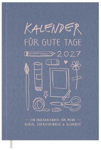Eine der Guten Tagesplaner 2027 A5 Softcover, 1 Tag 1 Seite mit Stunden | Terminkalender, Achtsamkeitskalender und Tagebuch, 408 Seiten, FSC-Papier, für Planung, Fokus und Reflexion, Blau Rosa