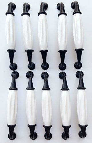 S.D.Maket Schönes Leben* 10 x MöbelgriffeTürgriff-Sets Bogengriffe Möbelknöpfe Möbelknäufe Keramik Möbelknopf Möbelgriff Schrankgriffe Pech 128mm (Typ 3)