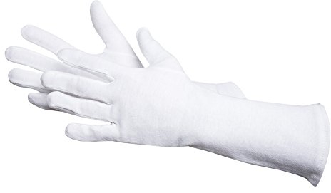 JAH Baumwoll‑Trikot‑Handschuh (schwer, weiß) – waschbar & lebensmitteltauglich – für Lebensmittel, Labor, Verpackung