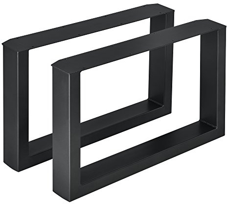 [en.casa] Set de 2 Pieds de Meuble pour Table Basse Pieds de Table Rectangulaires pour Montage DIY avec Embouts de Protection Acier Noir 64 x 40 cm