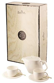 Jade Sphera Weiß Tee-Set 7-teilig (inklusiv KOSTENLOSER ZUGABE von 2 Stück Sambonet Kaffee-/Teelöffeln - Linear PVD Champagne)