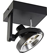 QAZQA - Modern Moderner DeckenSpot I Spotlight I Deckenspot I Deckenstrahler I Strahler I Lampe I Leuchte schwarz verstellbar GU10 111mm - Master I Wohnzimmer I Schlafzimmer - Aluminium Länglich - LED
